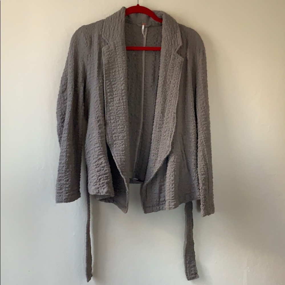 Free people grey/taupe wrap blazer